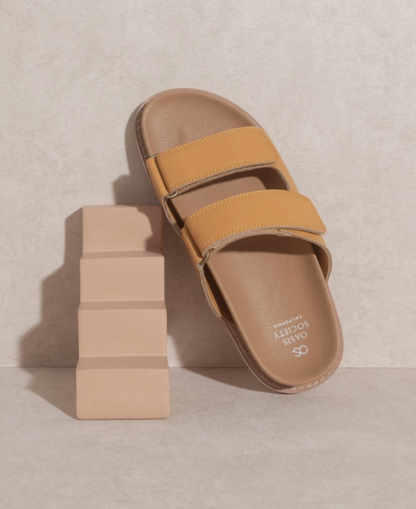 OASIS SOCIETY Sienna Cognac - Double Strap Slide Sandals